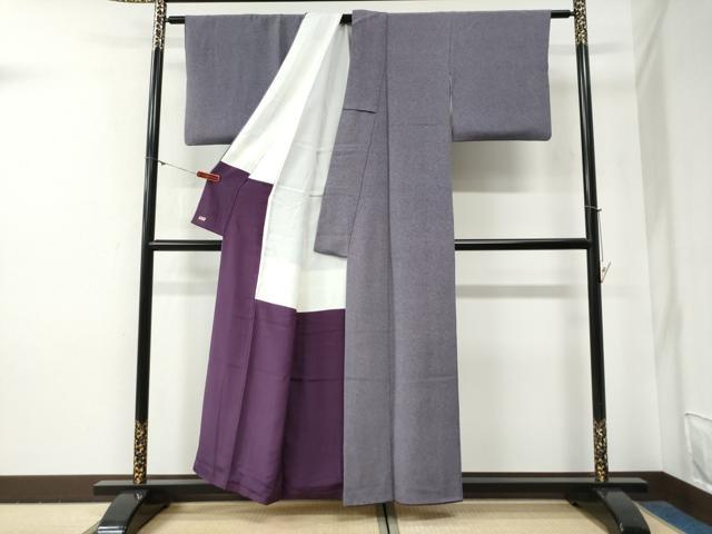平和屋着物●江戸小紋　彫士：住田双光・染士：服部光擴　本草木染　錐彫極鮫小紋　三越扱い　反端付き　正絹　逸品　CABG0611yc