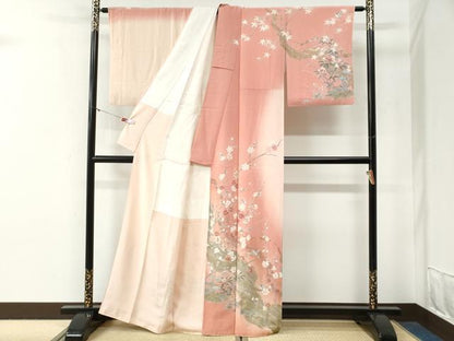 平和屋着物●十日町友禅作家　松雨　訪問着　流水花鳥文　暈し染め　金彩　正絹　逸品　CABG0612yc