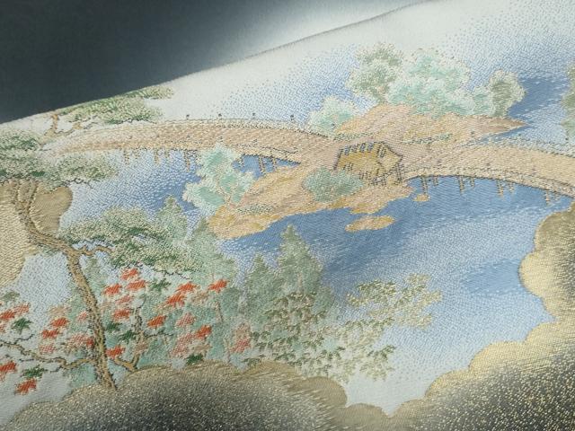 平和屋着物●豪華黒留袖　寿光織　渡り橋風景文　暈し染め　金糸　さが美扱い　正絹　逸品　未使用　CABG0618yc