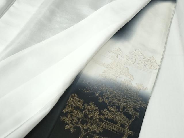 平和屋着物●豪華黒留袖　寿光織　渡り橋風景文　暈し染め　金糸　さが美扱い　正絹　逸品　未使用　CABG0618yc