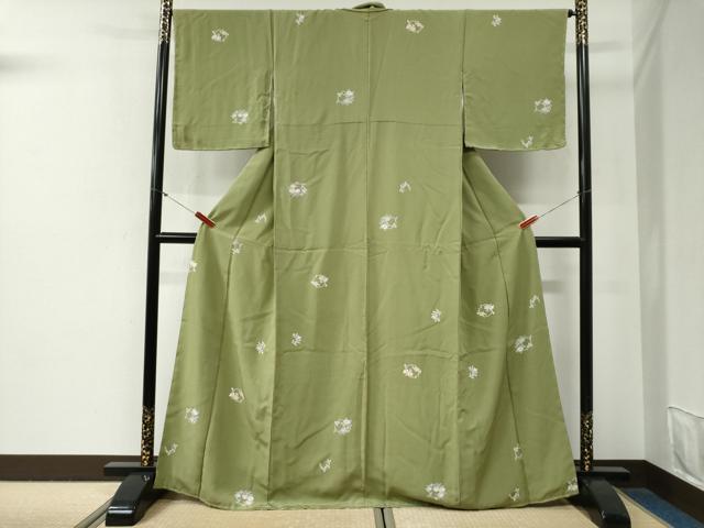 平和屋着物●上質な小紋　友禅　草花文　正絹　逸品　未使用　CABG0621yc