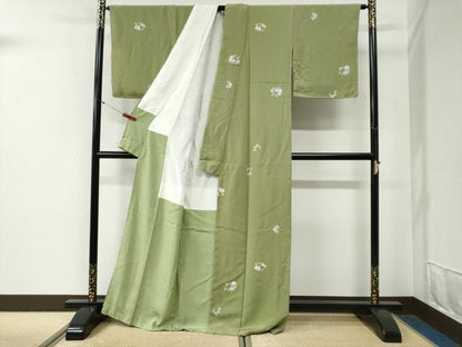 平和屋着物●上質な小紋　友禅　草花文　正絹　逸品　未使用　CABG0621yc