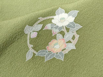 平和屋着物●上質な小紋　友禅　草花文　正絹　逸品　未使用　CABG0621yc