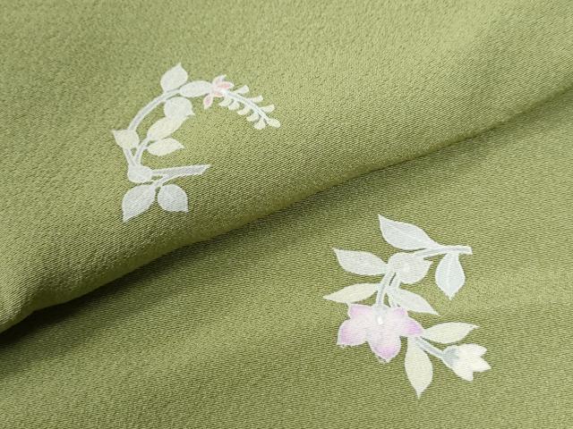 平和屋着物●上質な小紋　友禅　草花文　正絹　逸品　未使用　CABG0621yc