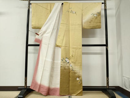 平和屋着物●訪問着　枝花文　暈し染め　金彩　正絹　逸品　CABG0624yc