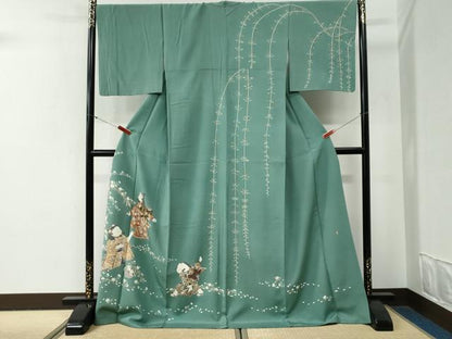 平和屋着物●訪問着　作家物　童子遊び　ロング丈　正絹　逸品　CABG0626yc