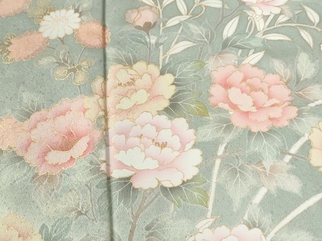 平和屋着物●訪問着　枝花文　暈し染め　金彩　正絹　逸品　CABG0627yc