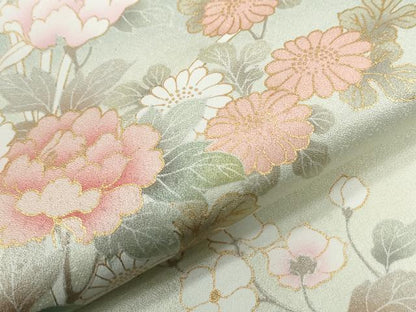平和屋着物●訪問着　枝花文　暈し染め　金彩　正絹　逸品　CABG0627yc