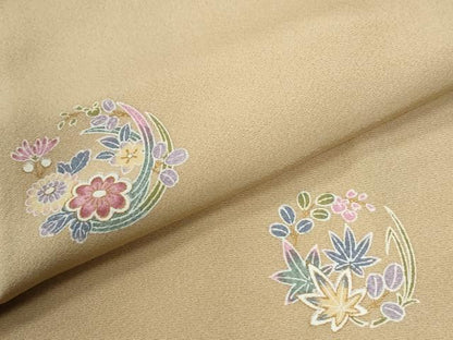 平和屋着物●上質な小紋　草花丸文　金彩　正絹　逸品　CABG0628yc