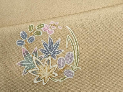 平和屋着物●上質な小紋　草花丸文　金彩　正絹　逸品　CABG0628yc