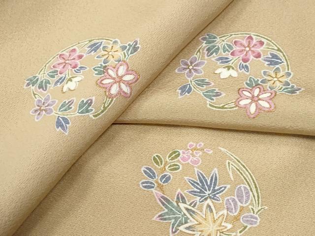 平和屋着物●上質な小紋　草花丸文　金彩　正絹　逸品　CABG0628yc