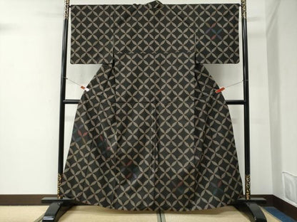 平和屋着物●訪問着　本場大島紬　7マルキ　七宝文　正絹　逸品　CABG0629yc