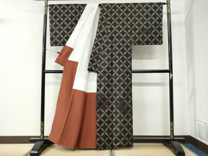 平和屋着物●訪問着　本場大島紬　7マルキ　七宝文　正絹　逸品　CABG0629yc