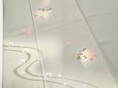 平和屋着物●訪問着　花松丸文　暈し染め　金彩　正絹　逸品　CABG0630yc