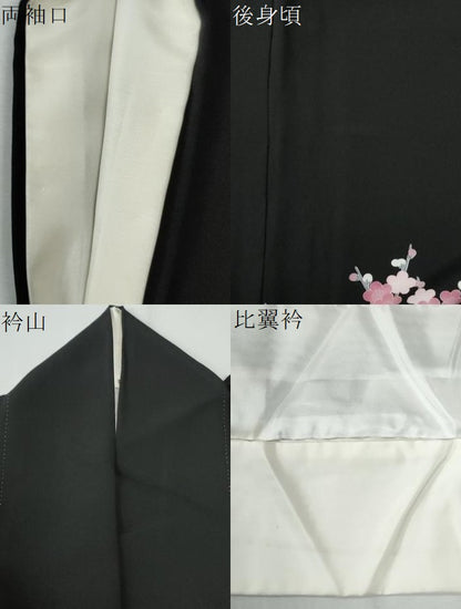 平和屋着物●豪華黒留袖　友禅　作家物　枝松葉風景花文　正絹　逸品　CABG0632yc