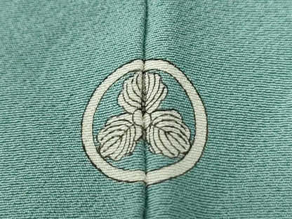 平和屋着物●上質な色無地　ワンポイント　枝花文　青磁色　ロング丈　正絹　逸品　CABG0635yc