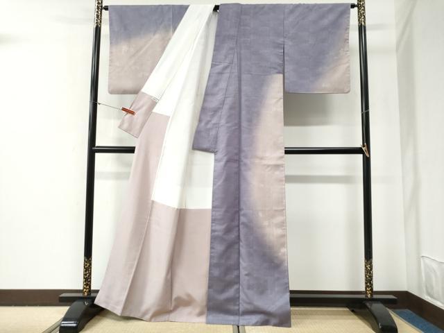 平和屋着物●訪問着　紬地　葡萄蔦の葉文　正絹　逸品　CABG0637yc