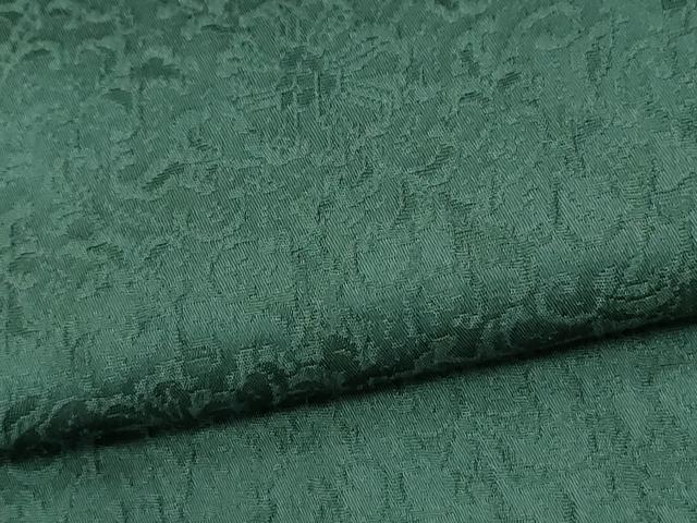 平和屋着物●螺鈿作家　甲斐泰造監修　色無地　更紗花唐草地紋　萌葱色　正絹　逸品　CABG0640yc