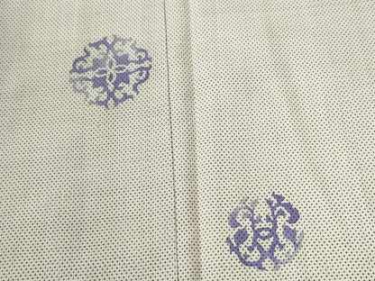 平和屋着物●訪問着　本場大島紬　白大島　一元絣　花唐草丸文　正絹　逸品　CABG0643yc