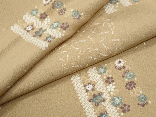 平和屋着物●上質な小紋　市松花唐草文　正絹　逸品　未使用　CABG0644yc