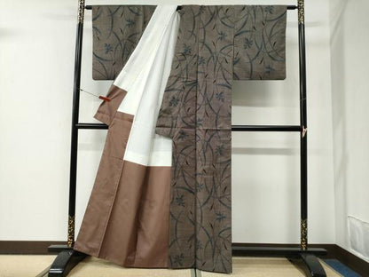平和屋着物●本場大島紬　7マルキ　枝花文　正絹　逸品　CABG0645yc