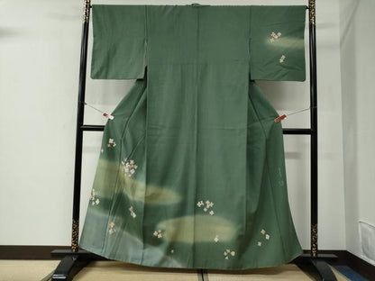 平和屋着物●訪問着　紬地　作家物　舞花文　正絹　逸品　CABG0647yc