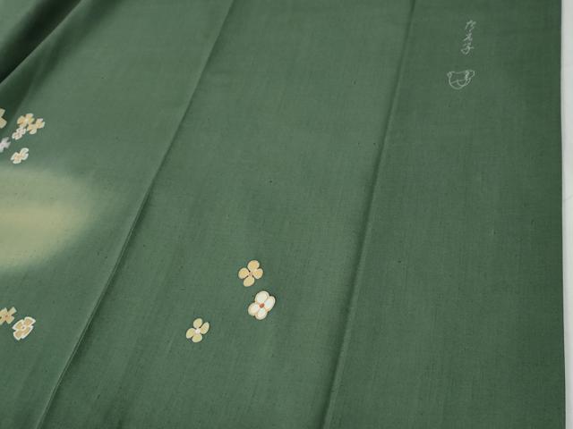 平和屋着物●訪問着　紬地　作家物　舞花文　正絹　逸品　CABG0647yc