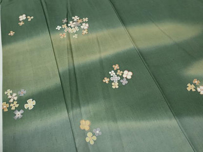 平和屋着物●訪問着　紬地　作家物　舞花文　正絹　逸品　CABG0647yc