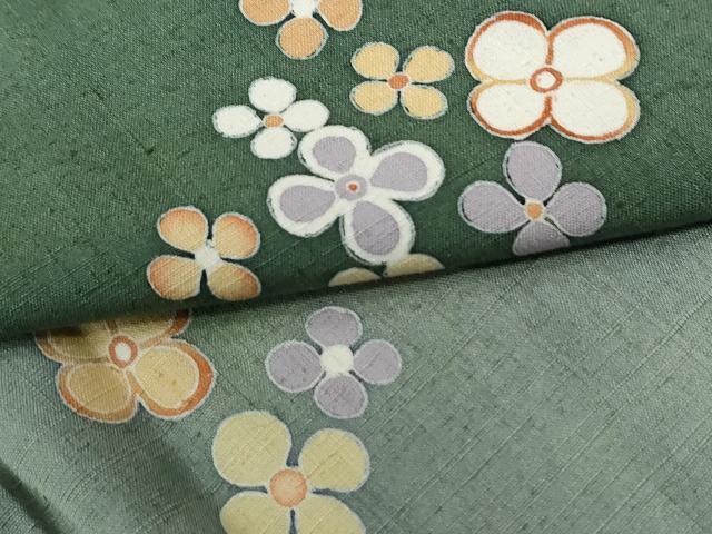 平和屋着物●訪問着　紬地　作家物　舞花文　正絹　逸品　CABG0647yc