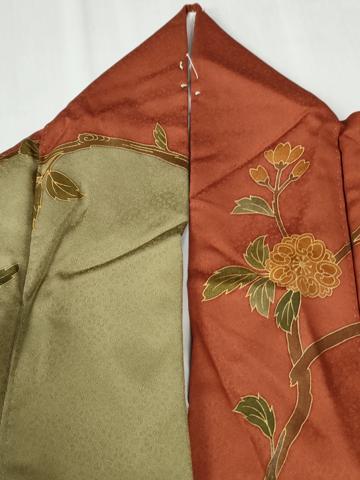平和屋着物●訪問着　作家物　駒刺繍　流水地紙枝花文　金彩　正絹　逸品　CABG0648yc