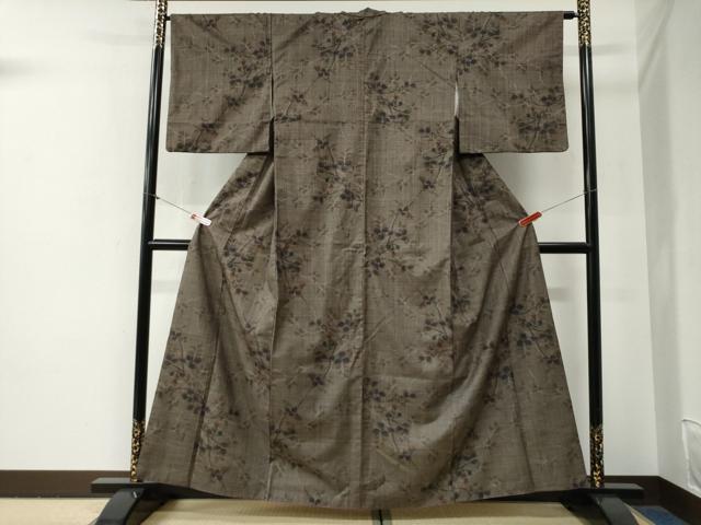 平和屋着物●本場大島紬　7マルキ　枝花文　正絹　逸品　CABG0649yc