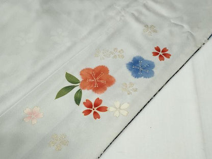 平和屋着物●豪華振袖　蝶　桜　黒地　金彩　正絹　逸品　CABG0650yc