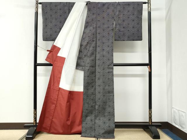 平和屋着物●本場大島紬　7マルキ　麻の葉文様　正絹　逸品　CABG0656yc