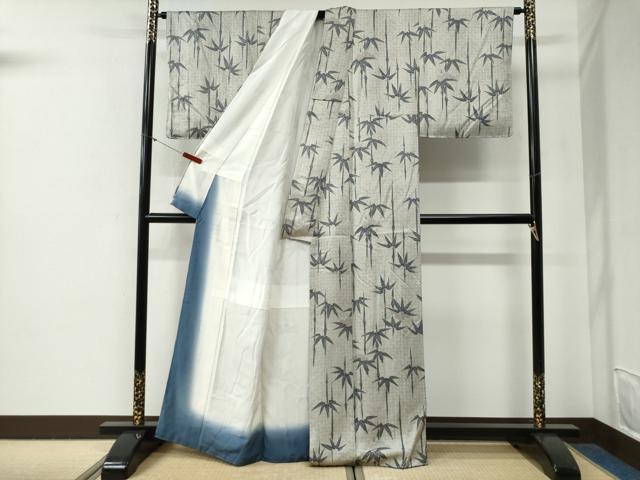 平和屋着物●上質な小紋　笹竹文　正絹　逸品　未使用　CABG0659yc