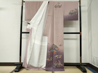 平和屋着物●訪問着　紅型　飛鳥松竹梅風景文　暈し染め　正絹　逸品　CABG0663yc