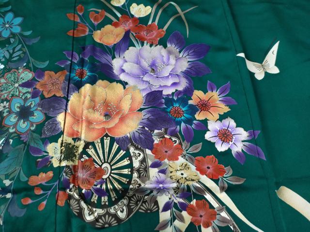 平和屋着物●豪華振袖　舞蝶御所車牡丹花文　暈し染め　金銀彩　正絹　逸品　CABG0666yc