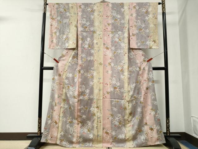 平和屋着物●上質な小紋　枝橘文　暈し染め　金彩　正絹　逸品　CABG0668yc