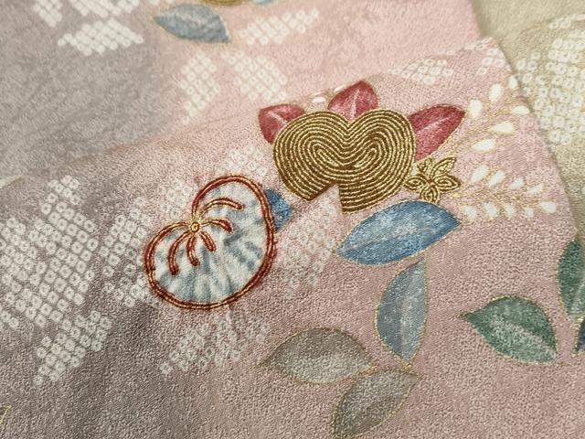 平和屋着物●上質な小紋　枝橘文　暈し染め　金彩　正絹　逸品　CABG0668yc