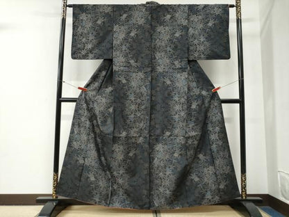 平和屋着物●本場大島紬　9マルキ　枝花文　正絹　逸品　CABG0670yc
