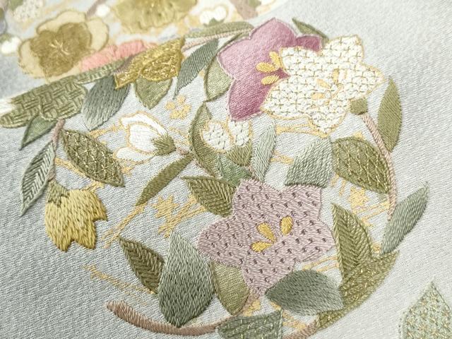 平和屋着物●訪問着　総刺繍　草花丸文　暈し染め　金彩　正絹　逸品　未使用　CABG0672yc