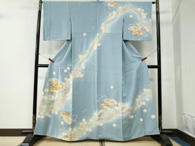 平和屋着物●訪問着　駒刺繍　文箱花唐草文　暈し染め　金彩　正絹　逸品　CABG0675yc