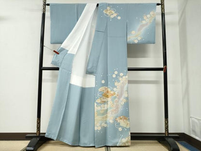 平和屋着物●訪問着　駒刺繍　文箱花唐草文　暈し染め　金彩　正絹　逸品　CABG0675yc