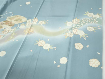 平和屋着物●訪問着　駒刺繍　文箱花唐草文　暈し染め　金彩　正絹　逸品　CABG0675yc