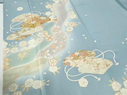 平和屋着物●訪問着　駒刺繍　文箱花唐草文　暈し染め　金彩　正絹　逸品　CABG0675yc