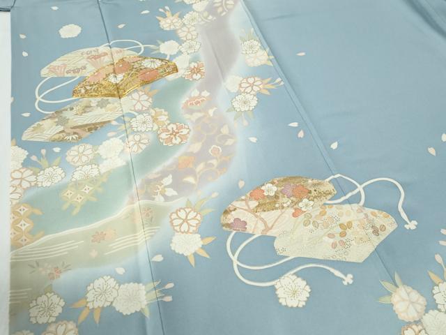 平和屋着物●訪問着　駒刺繍　文箱花唐草文　暈し染め　金彩　正絹　逸品　CABG0675yc