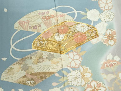 平和屋着物●訪問着　駒刺繍　文箱花唐草文　暈し染め　金彩　正絹　逸品　CABG0675yc