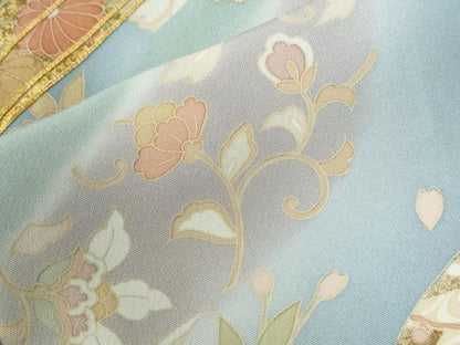 平和屋着物●訪問着　駒刺繍　文箱花唐草文　暈し染め　金彩　正絹　逸品　CABG0675yc