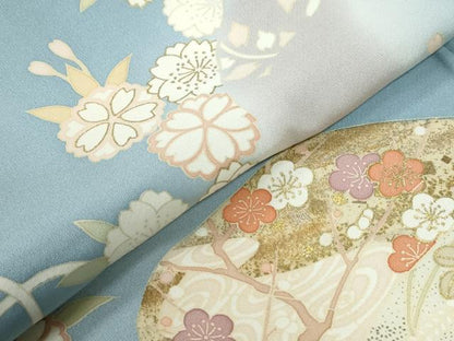 平和屋着物●訪問着　駒刺繍　文箱花唐草文　暈し染め　金彩　正絹　逸品　CABG0675yc