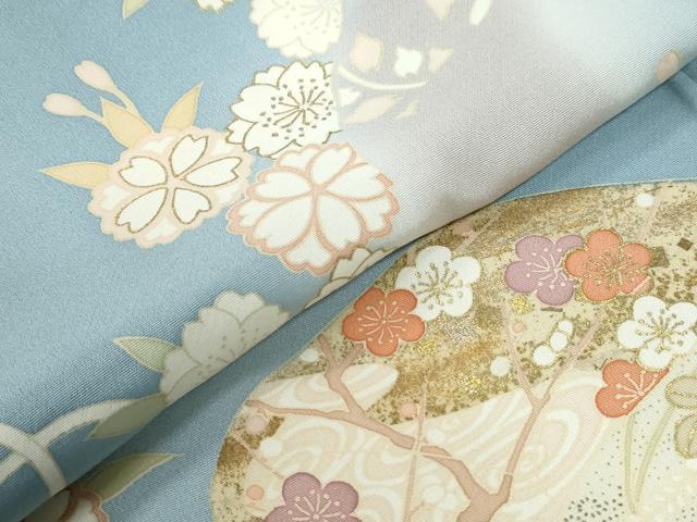 平和屋着物●訪問着　駒刺繍　文箱花唐草文　暈し染め　金彩　正絹　逸品　CABG0675yc