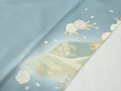 平和屋着物●訪問着　駒刺繍　文箱花唐草文　暈し染め　金彩　正絹　逸品　CABG0675yc